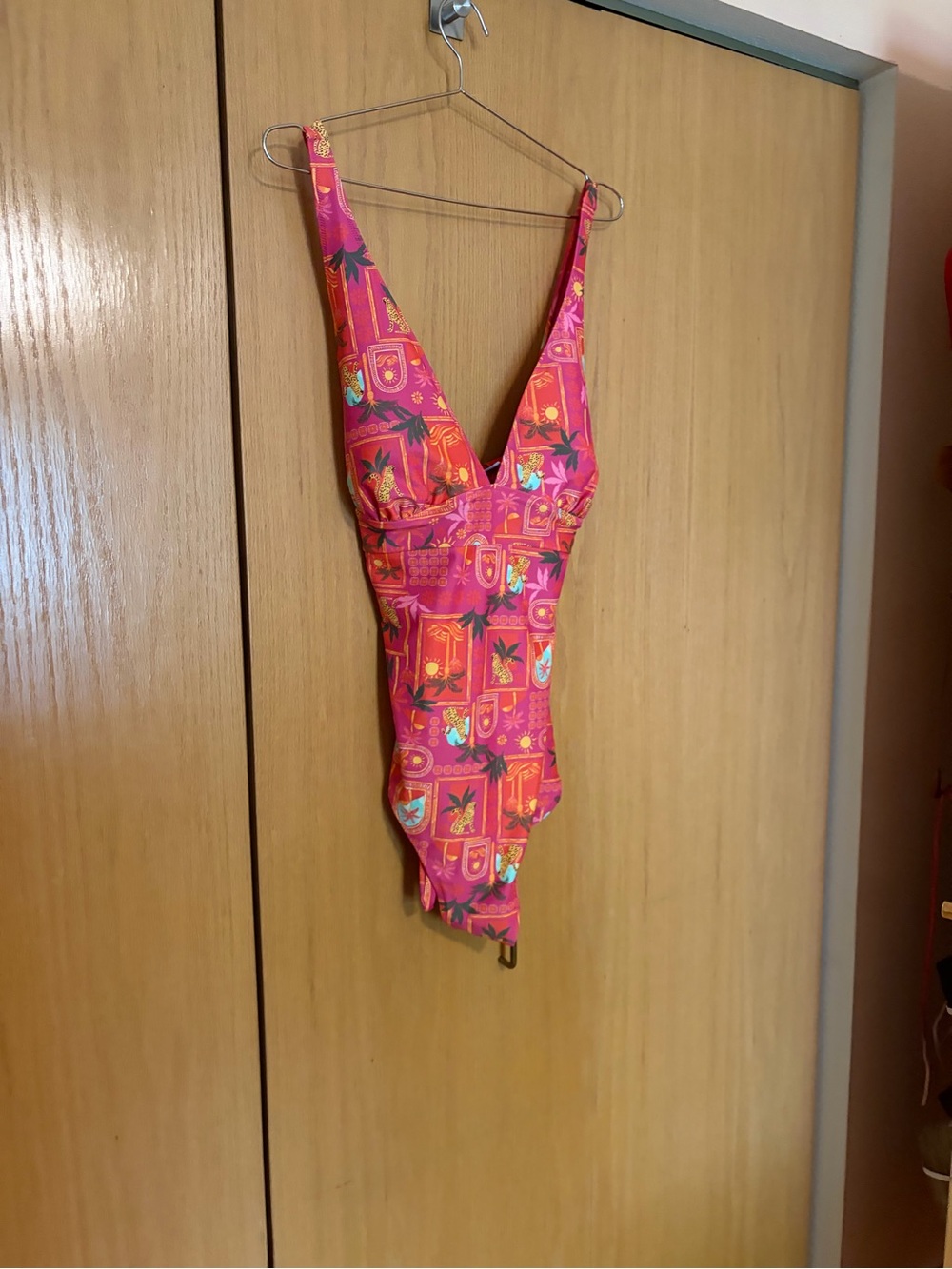 Old Navy Pink and Yellow Tropical Print One-Piece
